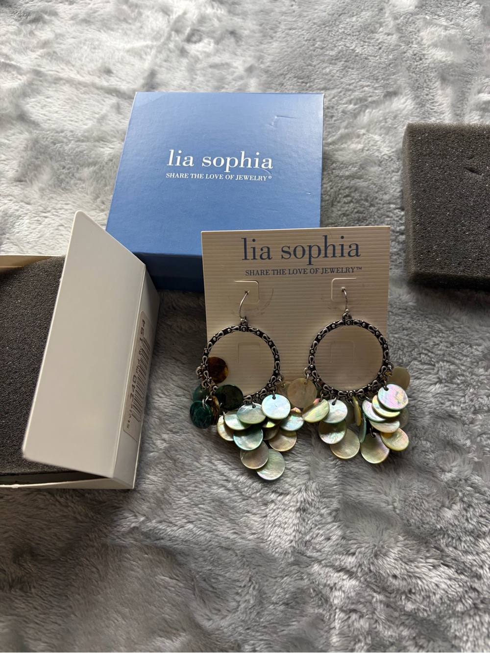 Lia Sophia Iridescent Shell Disc Hoop Earrings - Green/Gold
